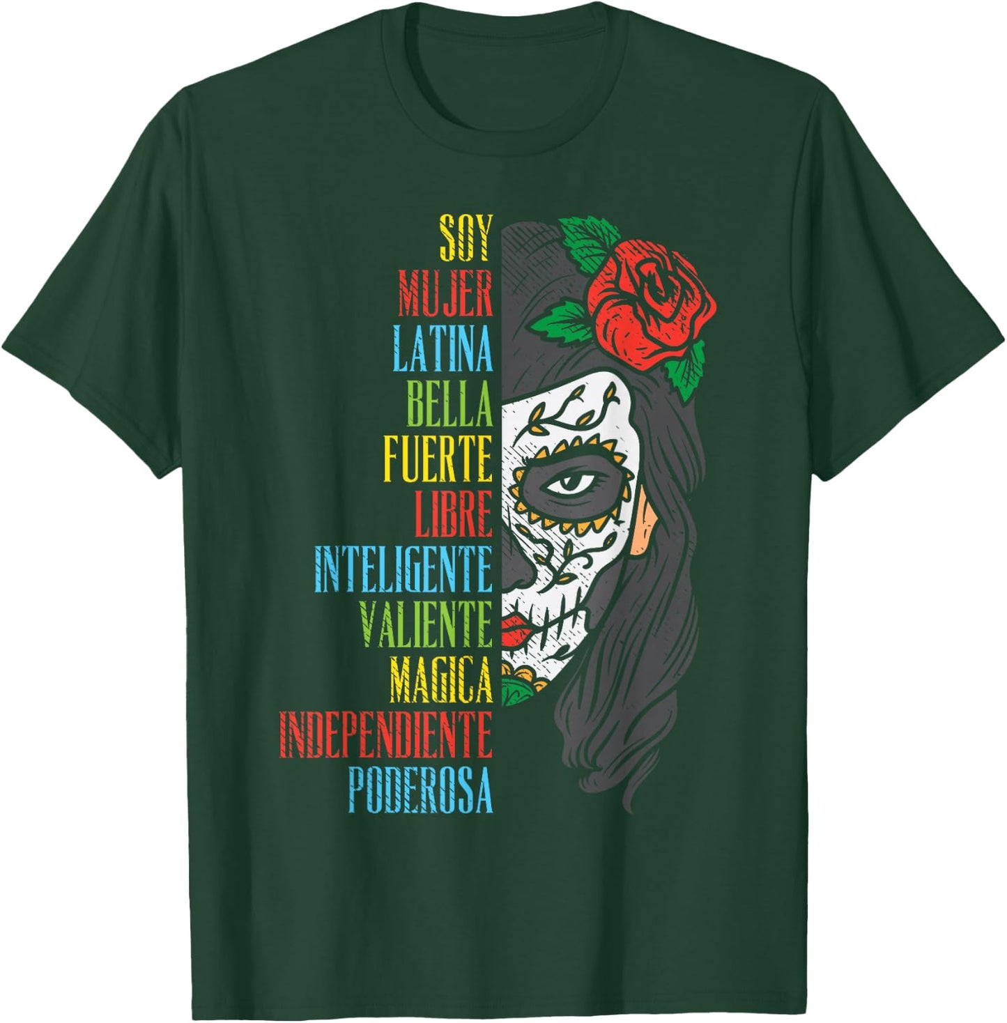Soy Mujer Latina Sugar Skull Women Cinco De Mayo Hispanic T-Shirt - T-Shirt | Forest