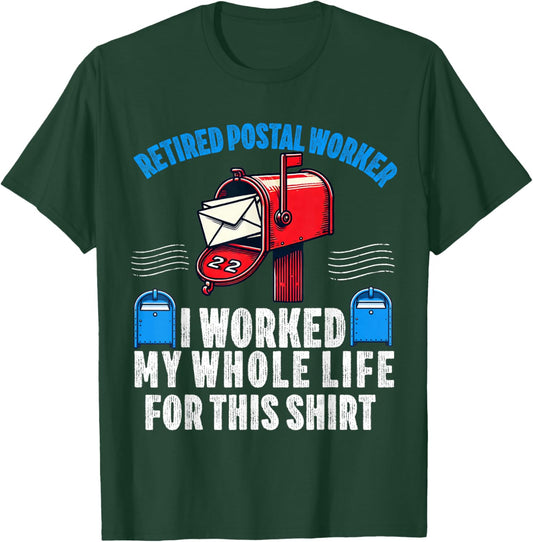 Retired Postal Worker Mailman Mail Carrier Retirement Letter T-Shirt - T-Shirt | Forest