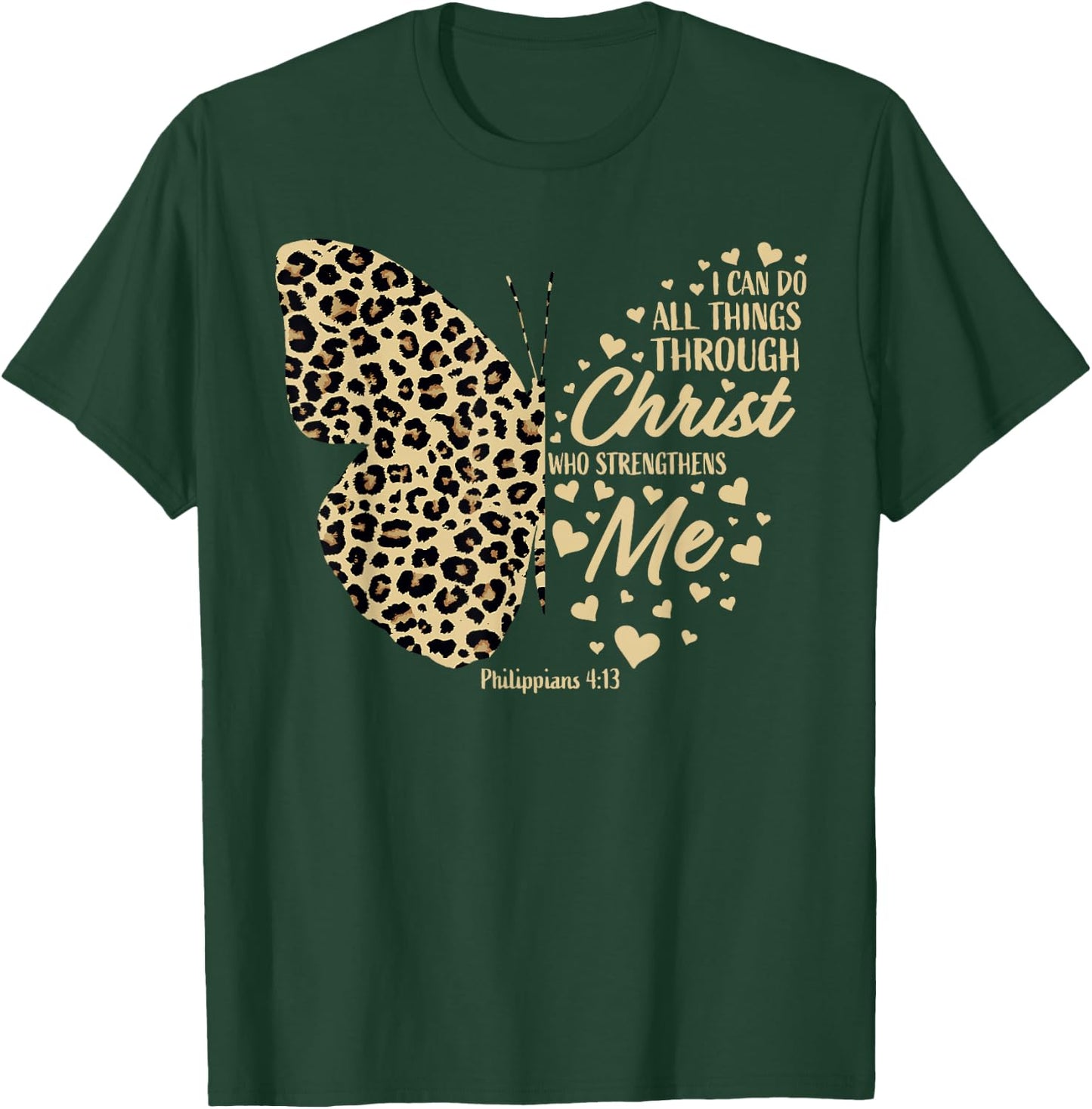Christian Bible Verse Butterfly Cheetah Mom Women Teen Girls T-Shirt - T-Shirt | Forest