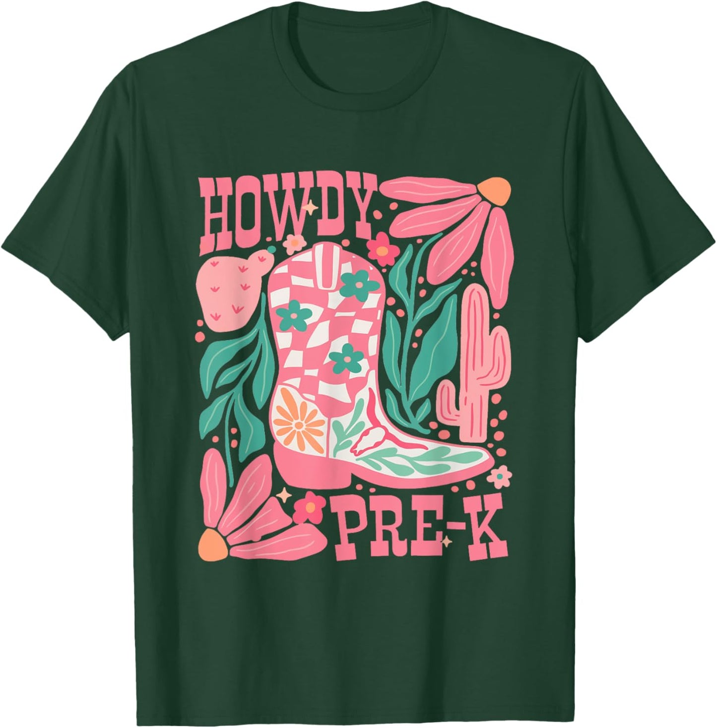 Howdy Prek Teacher Western Pre-K Grade Team Cowboy Cowgirl T-Shirt - T-Shirt | Forest