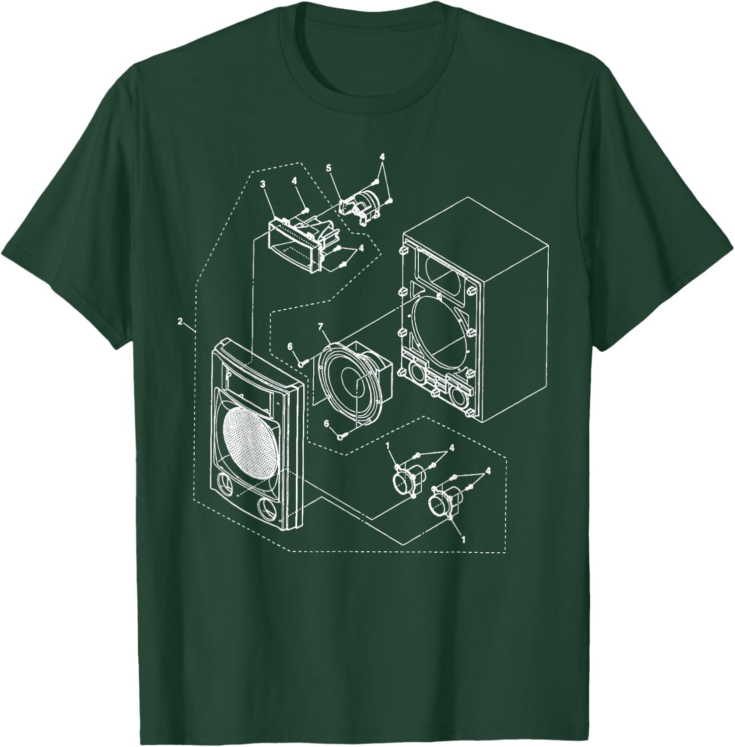Vintage Blueprint - Speaker Audio Loudspeaker Retro Chart T-Shirt - T-Shirt | Forest