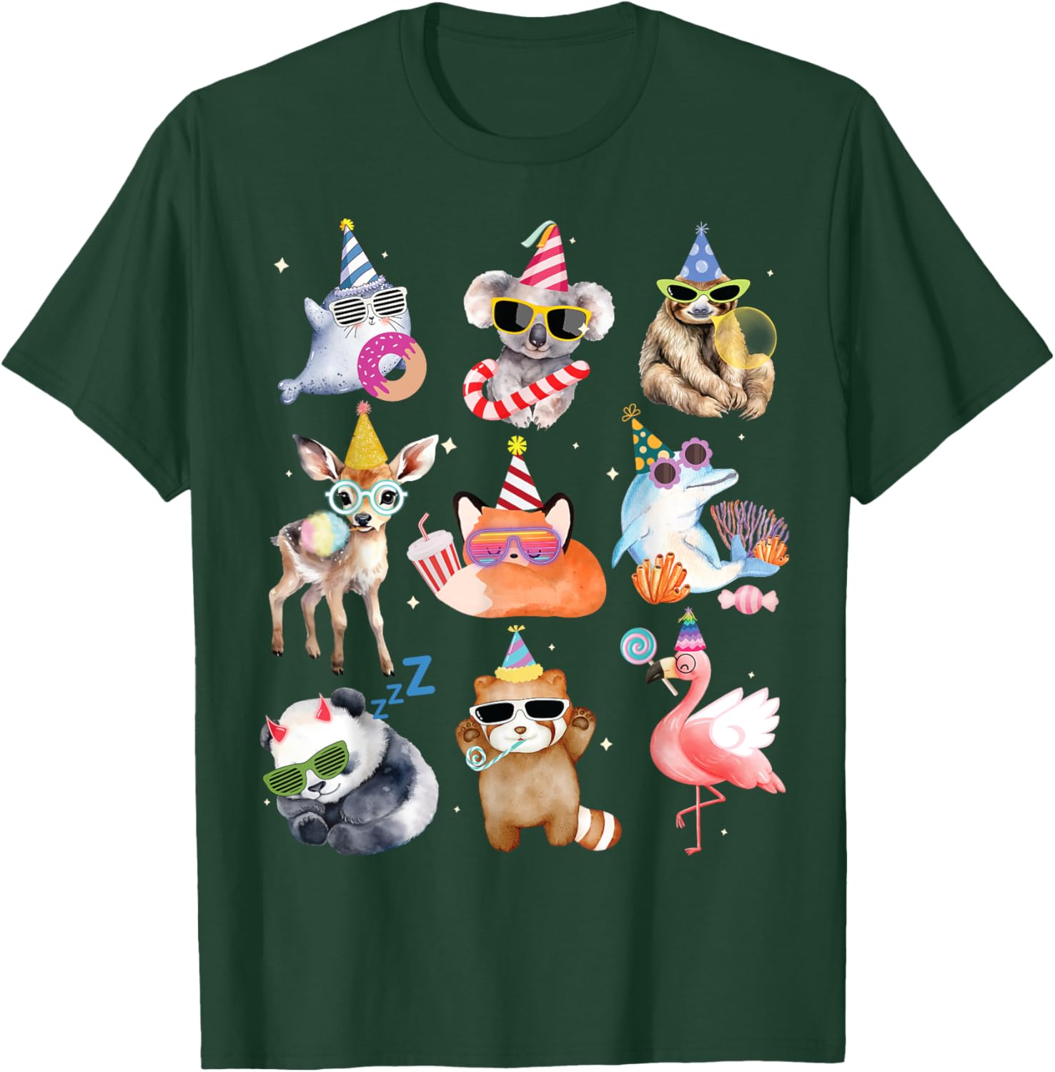 Men Women and Kids Animals Wildlife Zoo Day Birthday Parties T-Shirt - T-Shirt | Forest