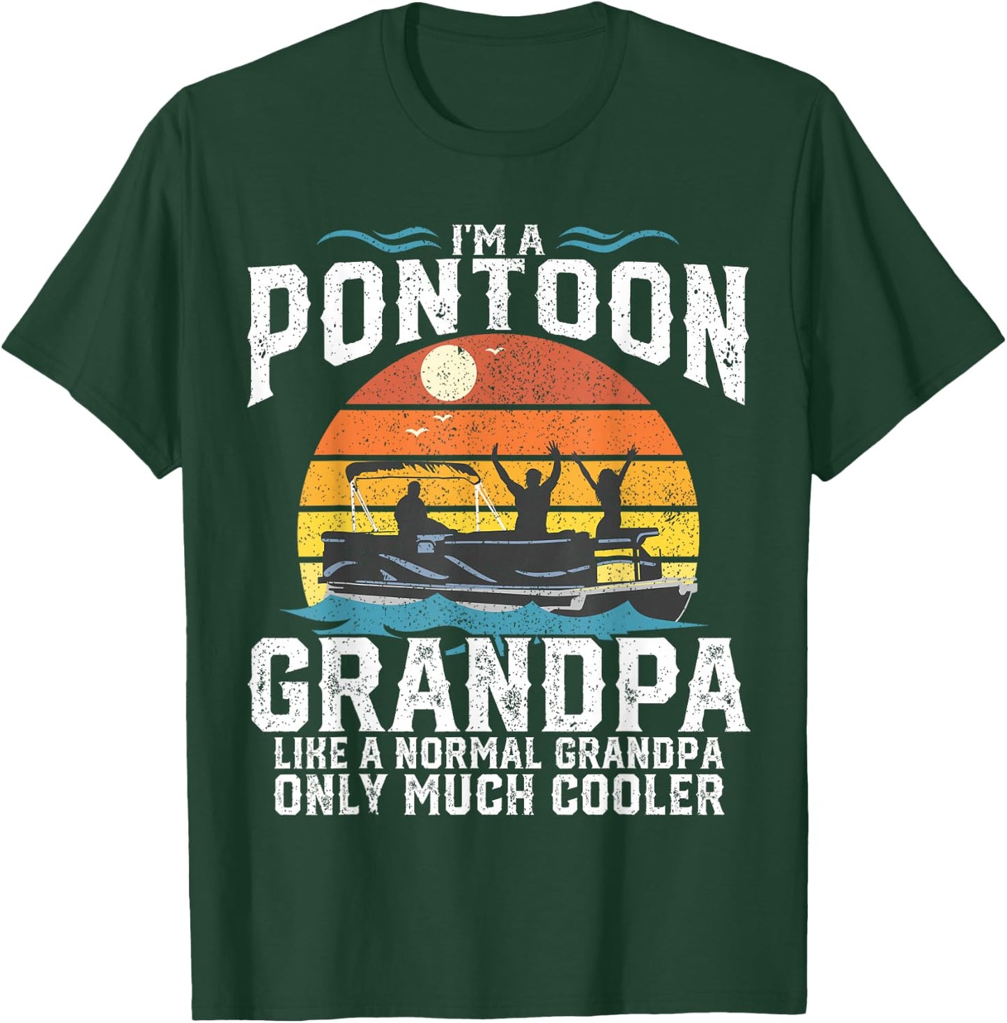 Pontoon Grandpa Captain Retro Funny Boating Fathers Day Gift T-Shirt - T-Shirt | Forest