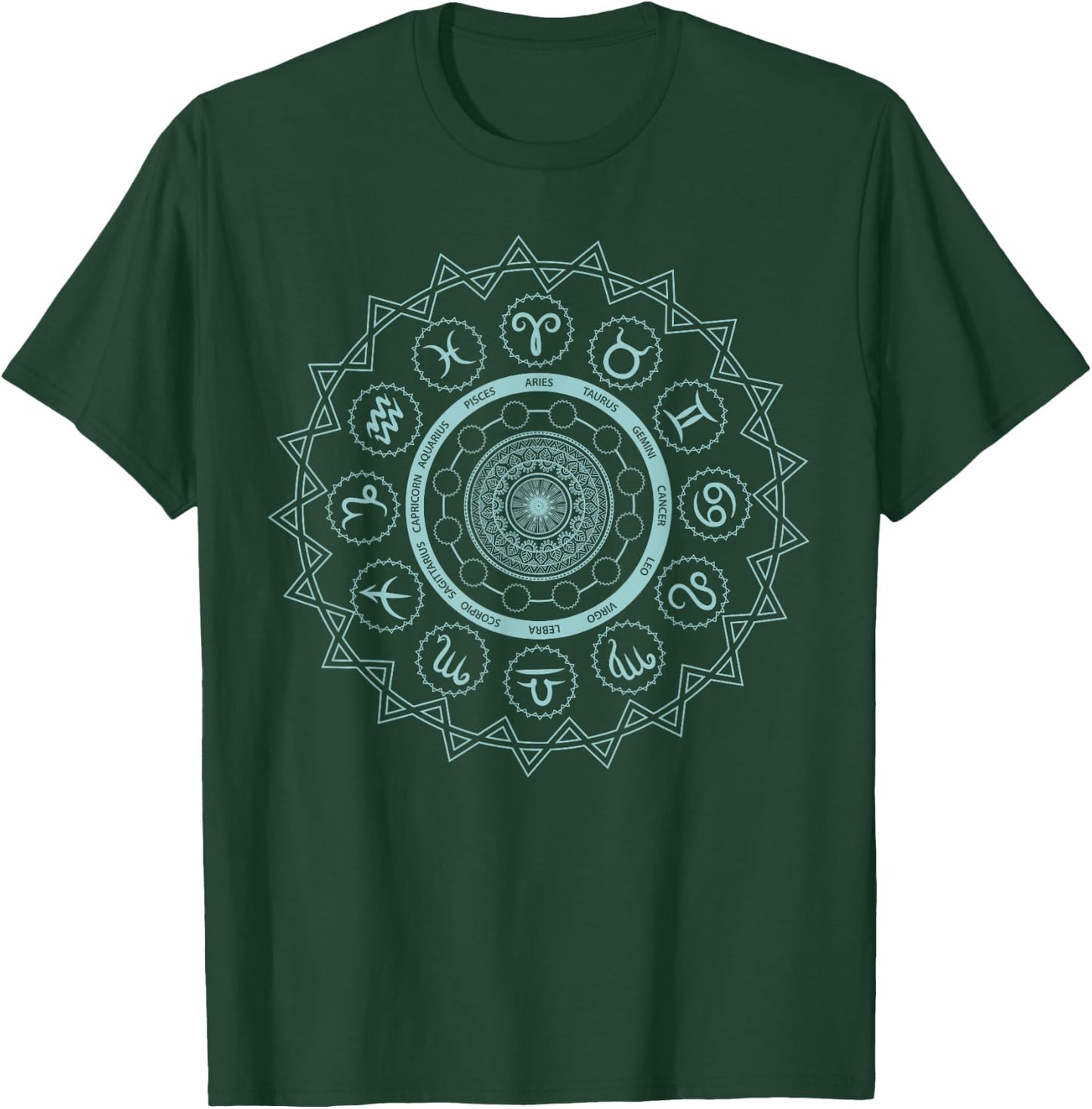12 Horoscope Sign Zodiac Astrology Zen Spiritual Mandala T-Shirt - T-Shirt | Forest