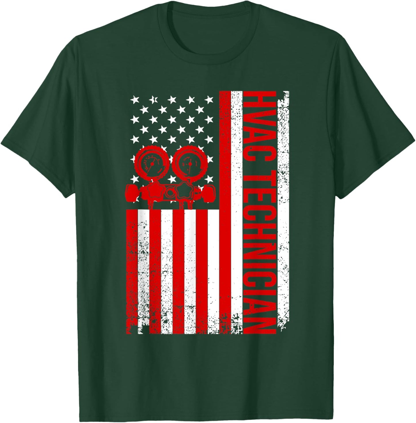 US HVAC Technician Gift USA Repairman Men Fourth Of July T-Shirt - T-Shirt | Forest