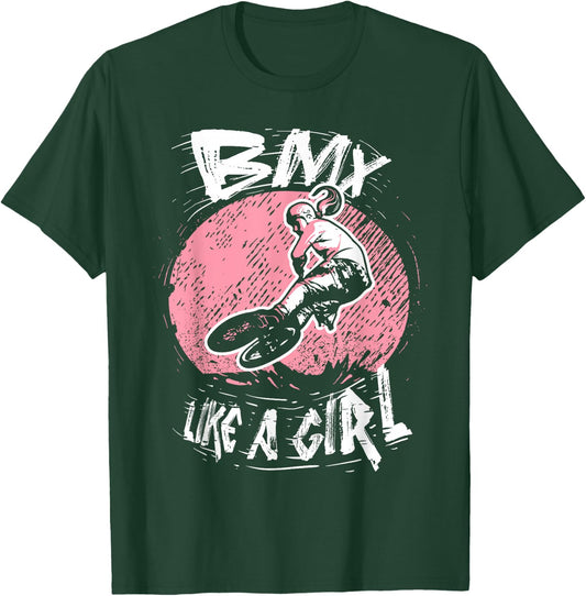 BMX Like A Girl BMX Biking Girl Bicycle BMX Rider Black Small T-Shirt - T-Shirt | Forest