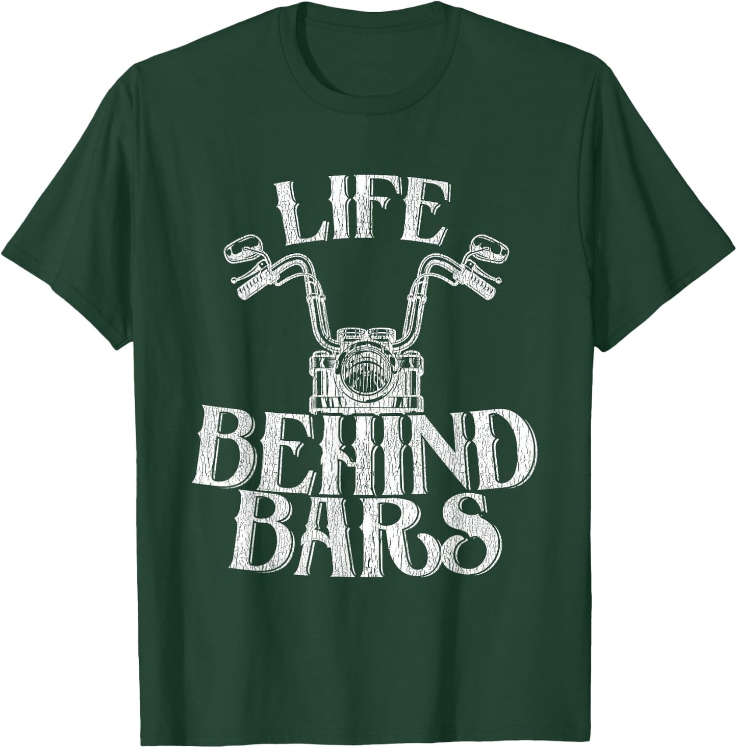 Shiney Side Up Kleidung von DBA.dezines Funny Life Behind Grids Distressed Motorcycle - Black, Small T-Shirt - T-Shirt | Forest