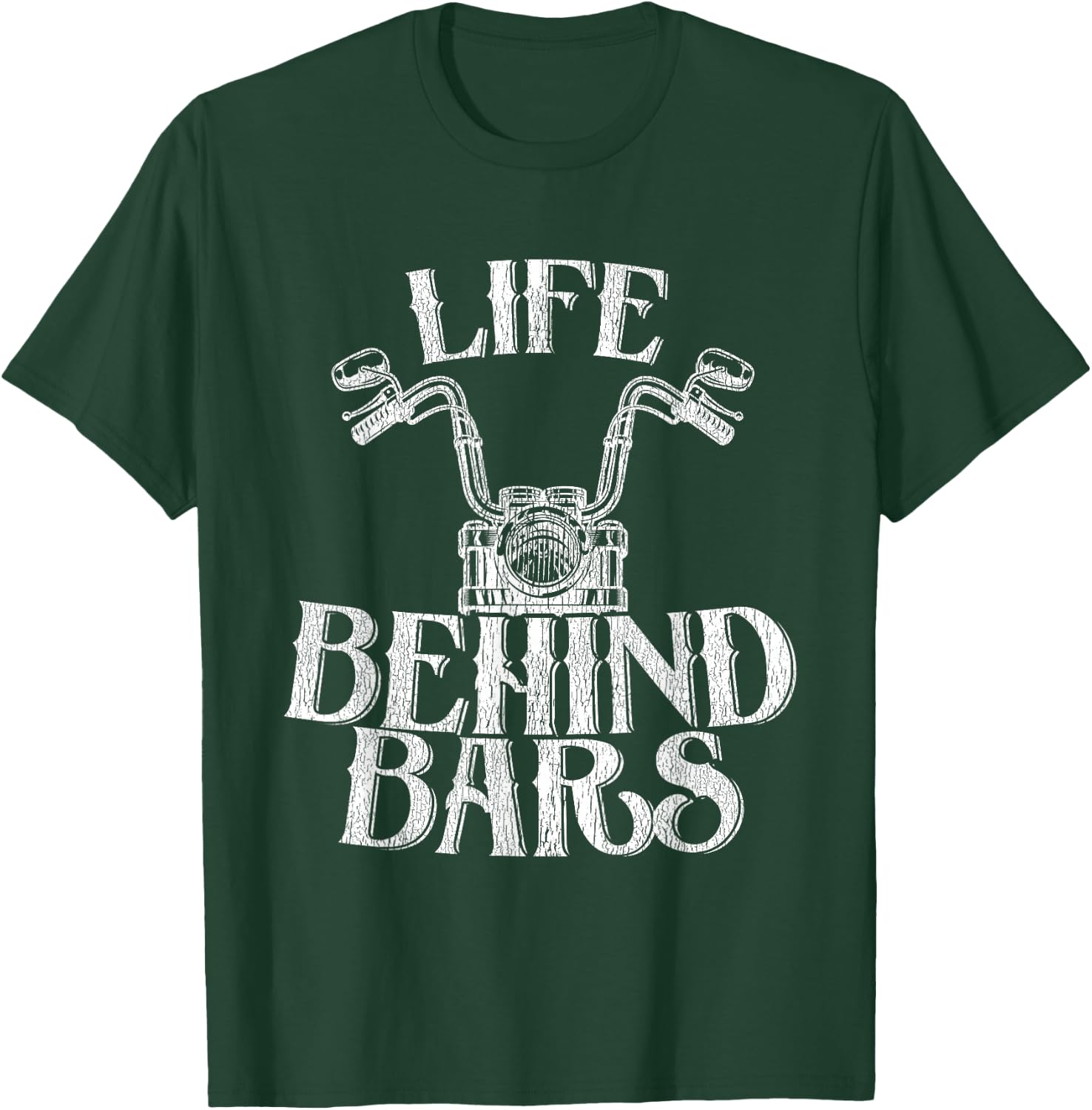 Shiney Side Up Kleidung von DBA.dezines Funny Life Behind Grids Distressed Motorcycle - Black, Small T-Shirt - T-Shirt | Forest