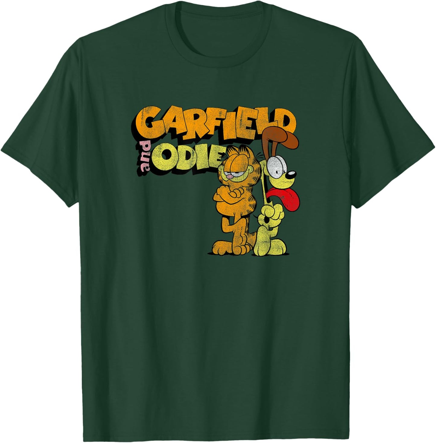 Garfield Distressed Garfield and Odie Cartoon Cat T-Shirt - T-Shirt | Forest
