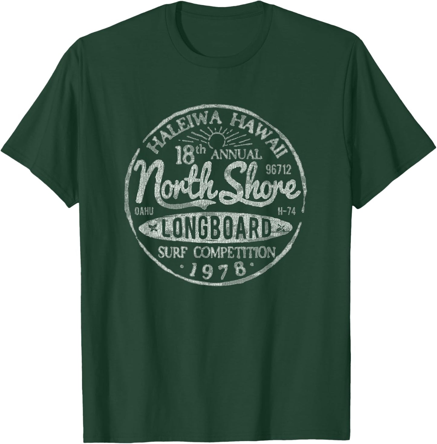 Long Board North Shore Surf Vintage Hawaii Beach T-Shirt - T-Shirt | Forest