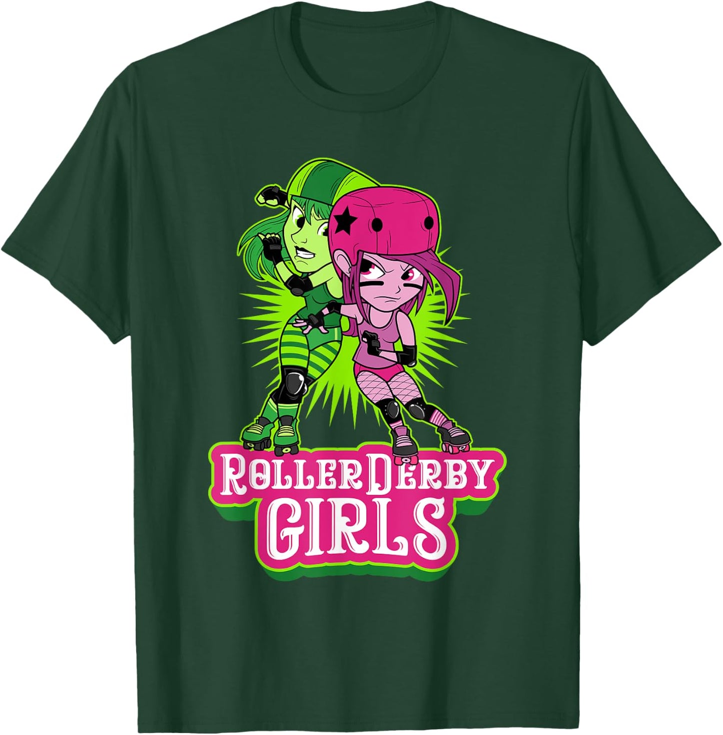 Roller Derby Girls Funny Jammer Skates Player T-Shirt - T-Shirt | Forest