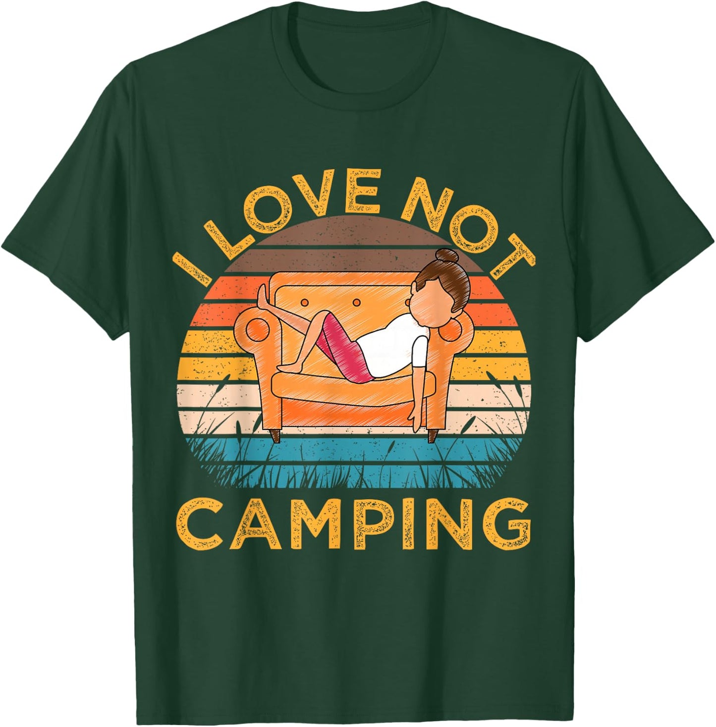 Indoorsy Girls I Love Not Camping Vintage Homebody Mom Girl T-Shirt - T-Shirt | Forest
