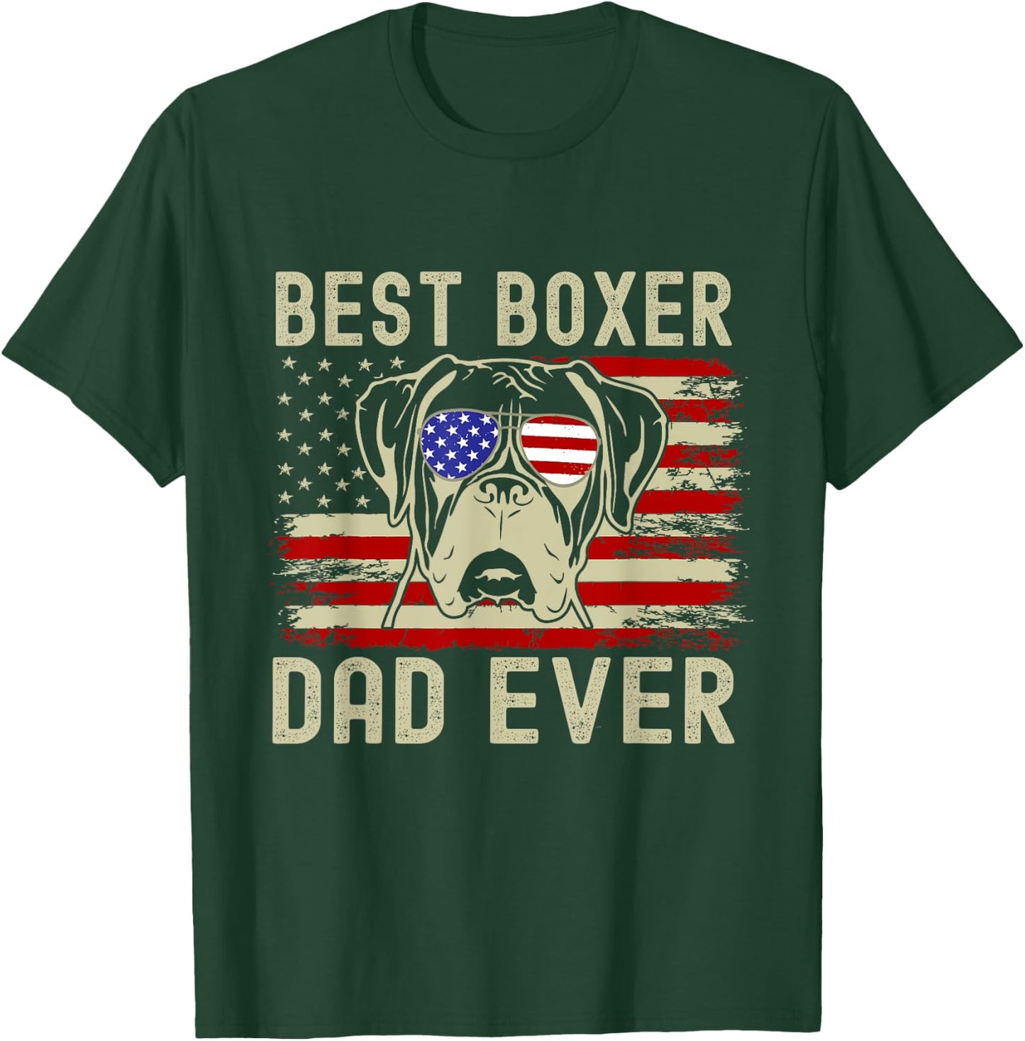 Best Boxer Dad Ever USA Flag Dog Lover Father's Day T-Shirt - T-Shirt | Forest