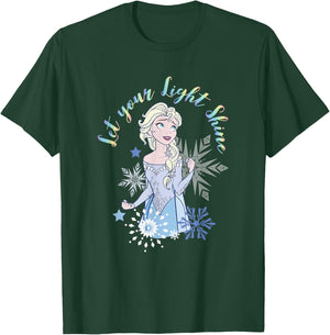 Disney Frozen Elsa Let Your Light Shine Rainbow Snowflake T-Shirt - T-Shirt | Forest