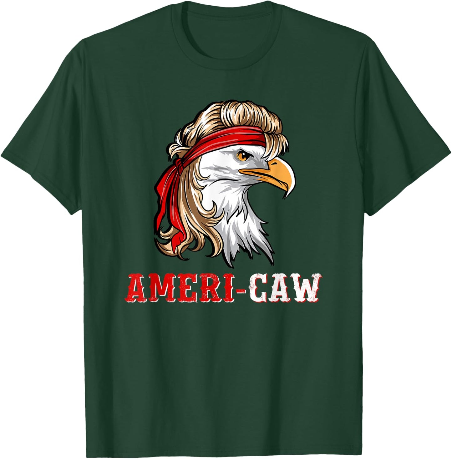 Funny July 4th American Flag USA Patriotic Eagle Ameri-caw T-Shirt - T-Shirt | Forest