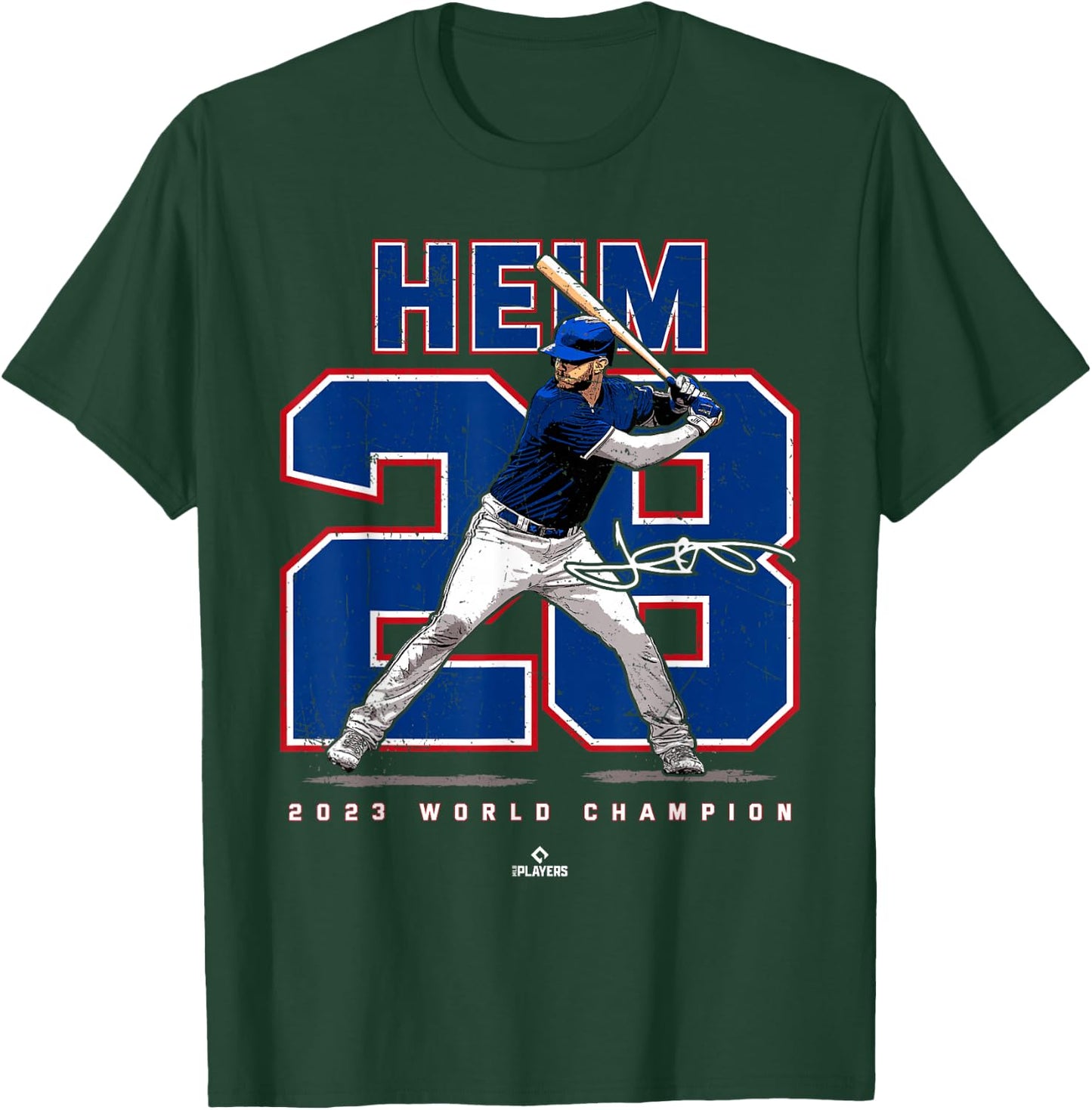 Player Number 2023 World Champion Jonah Heim Texas MLBPA T-Shirt - T-Shirt | Forest