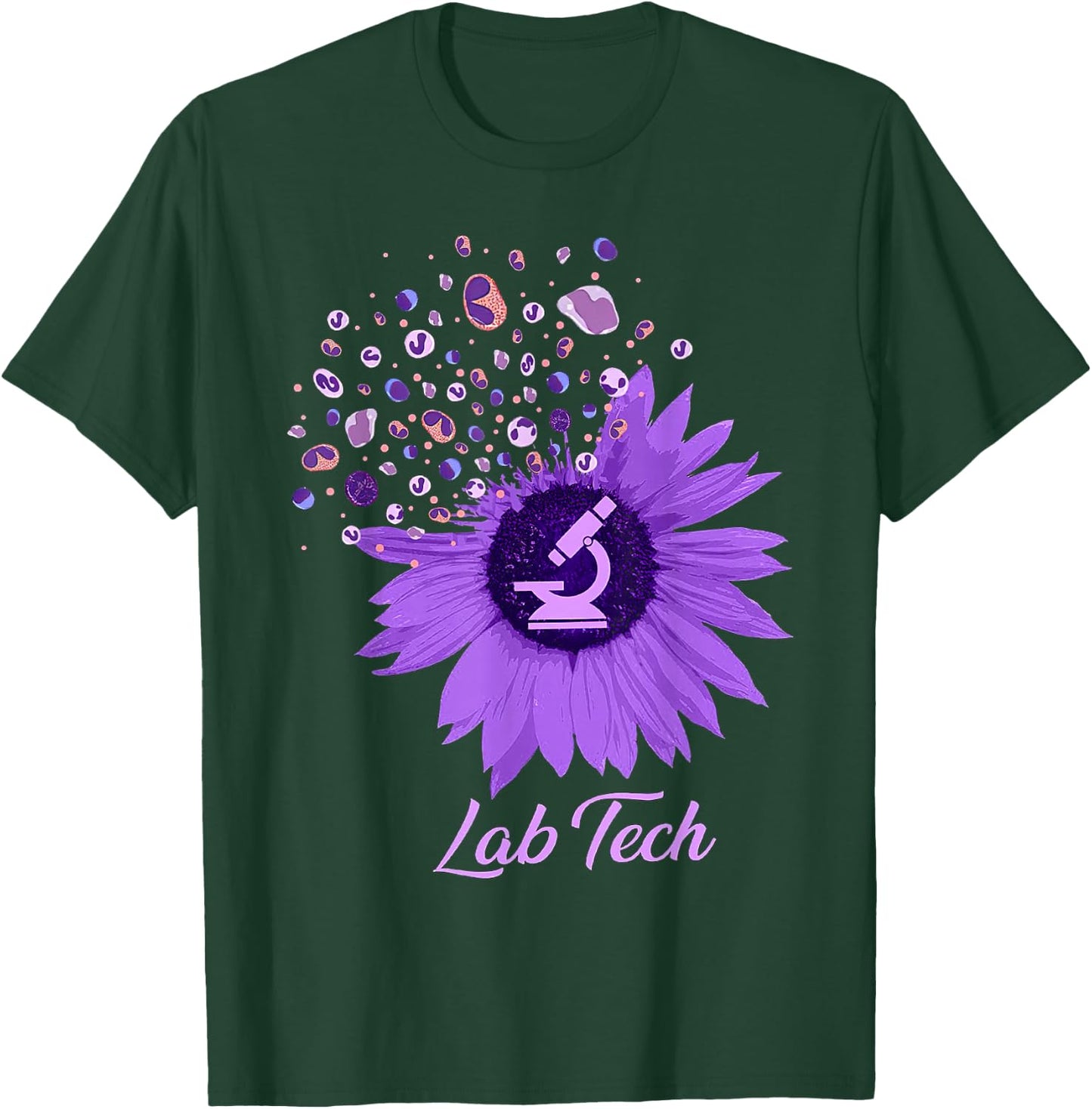 Lab Tech SunFlower Med Tech Funny Medical Technician Lab T-Shirt - T-Shirt | Forest