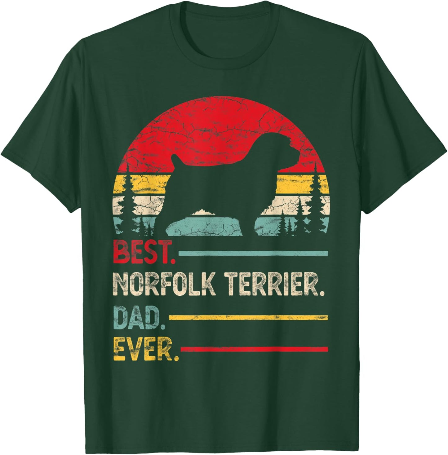 Norfolk Terrier Best Dad Ever Gift Dog Vintage Retro Men T-Shirt - T-Shirt | Forest