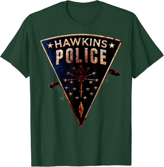 Netflix Stranger Things Hawkins Police Rats Patch T-Shirt - T-Shirt | Forest