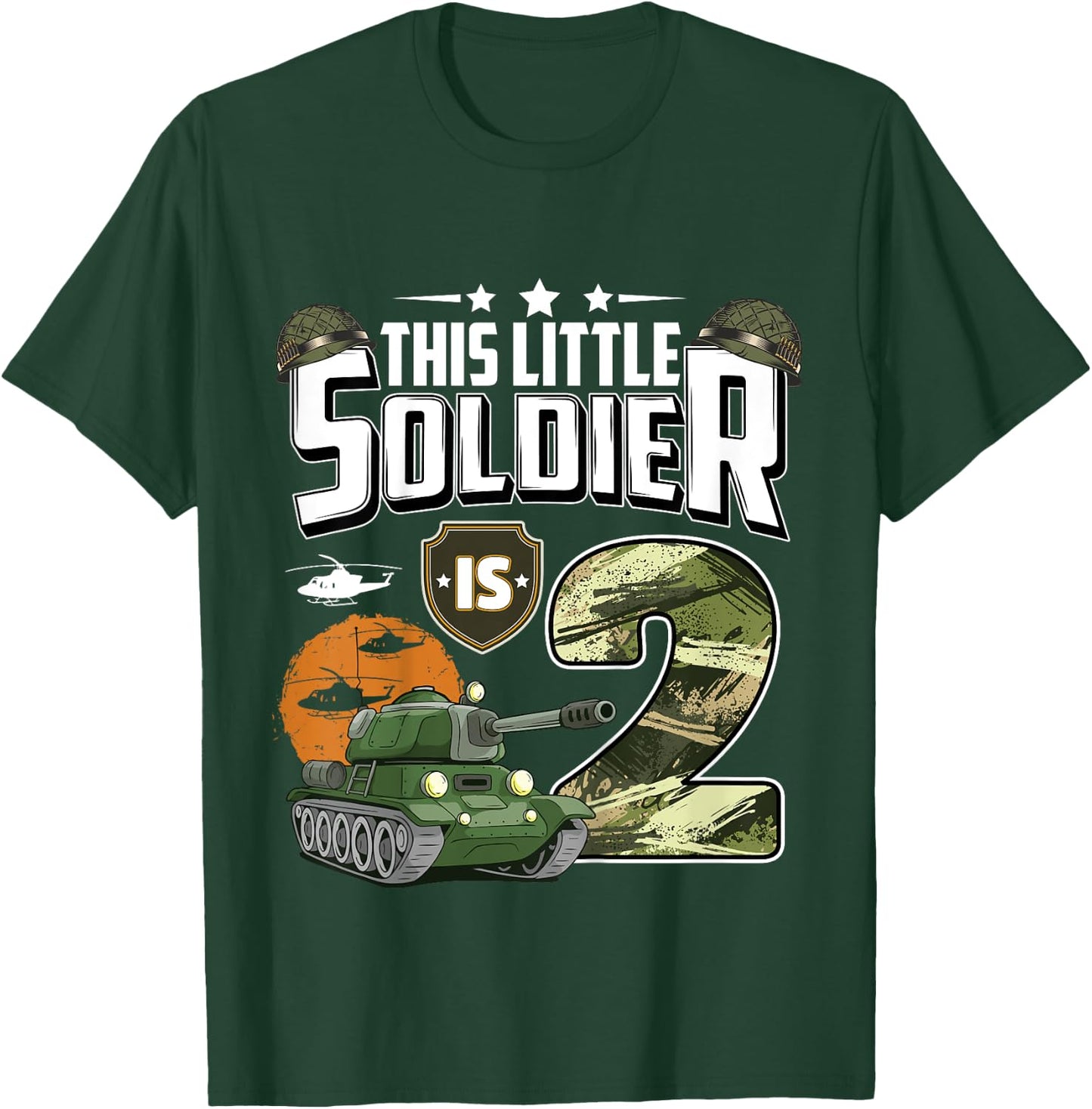Kids 2 Year Old Soldier 2nd Birthday Military Themed Camo boys T-Shirt - T-Shirt | Forest