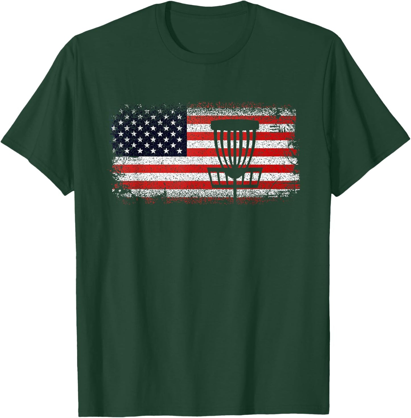 Disc Golf American Flag - Red White and Blue Women Kids Men T-Shirt - T-Shirt | Forest