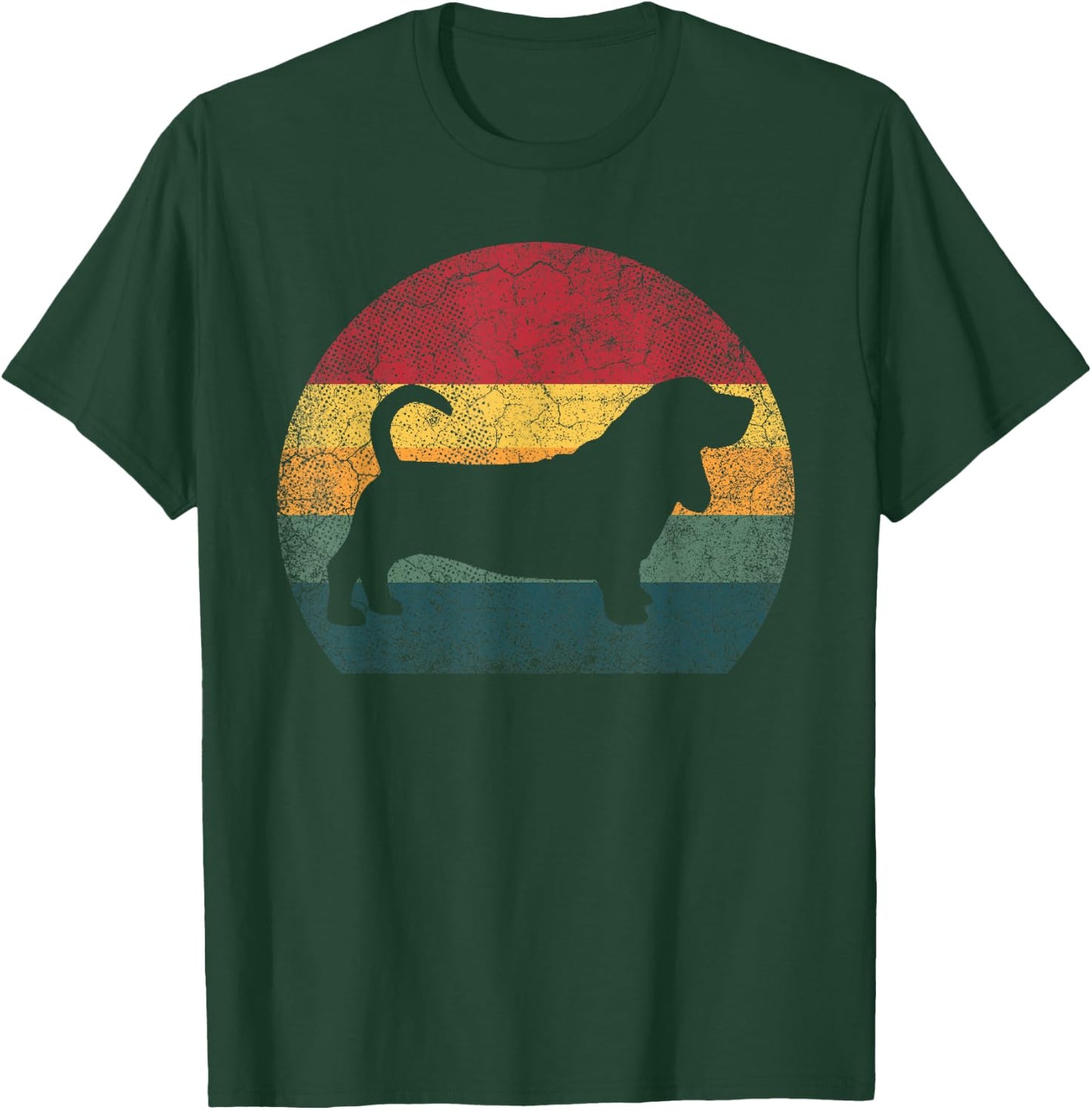 Basset Hound Dog Vintage Distressed Retro Style Men Women T-Shirt - T-Shirt | Forest