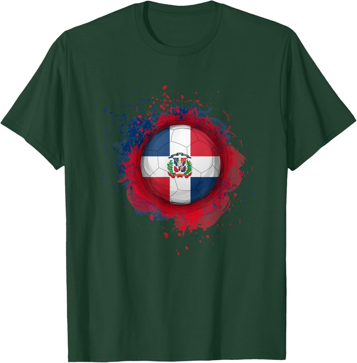 Proud Heritage Dominican Republic Flag Soccer Ball T-Shirt - T-Shirt | Forest