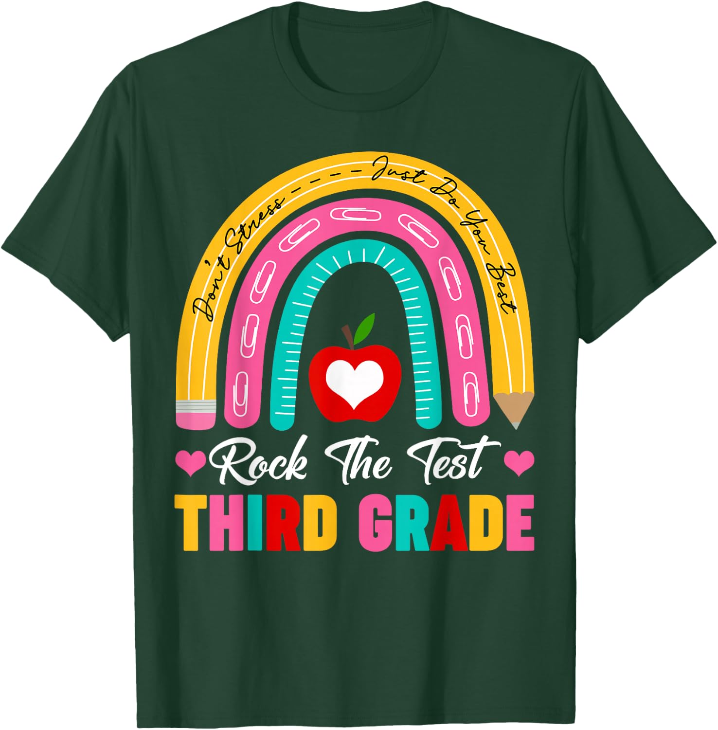 Rock The Test 3rd Third Grade Teacher Student Exam Test Day T-Shirt - T-Shirt | Forest