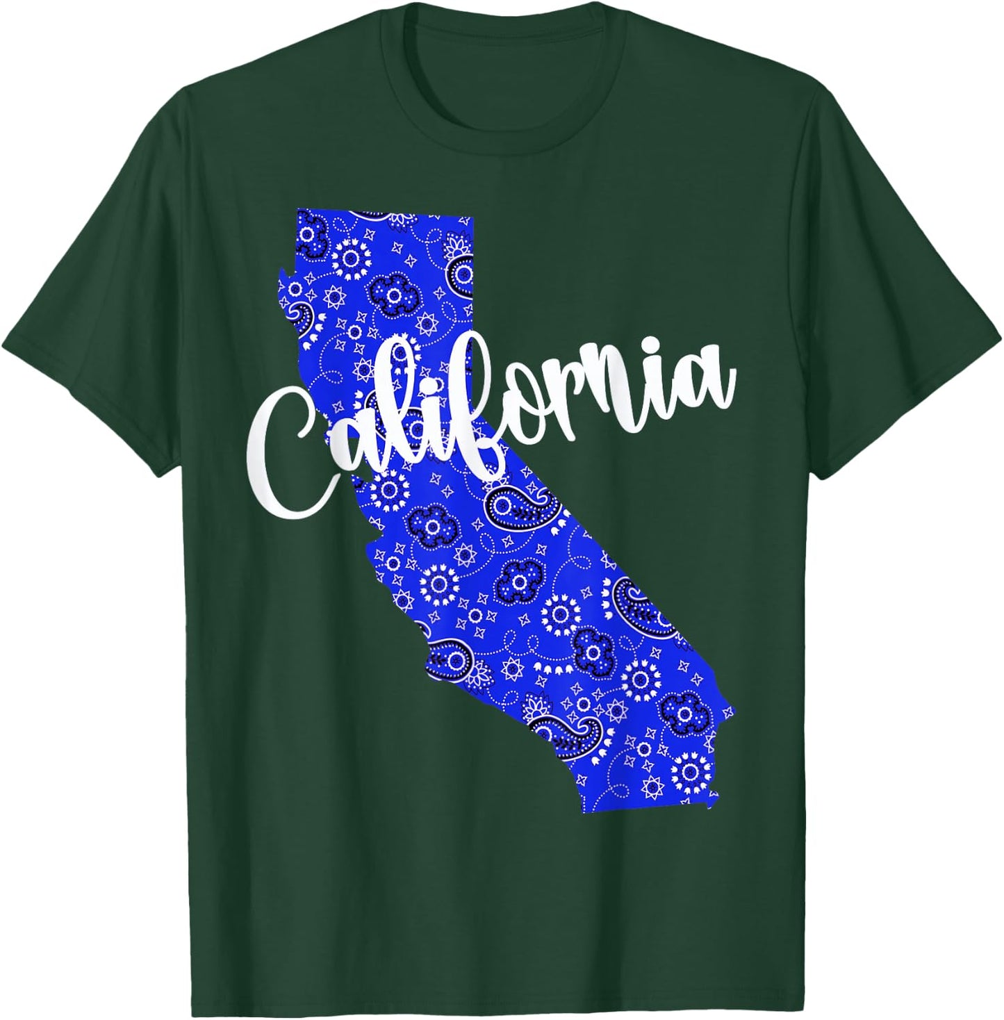 Bandana California Blue Bandanna Pattern State Pride T-Shirt - T-Shirt | Forest