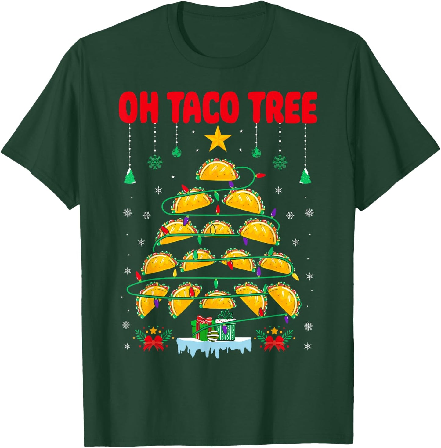 Oh Taco Tree Mexican Food Taco Lover Santa Christmas Taco T-Shirt - T-Shirt | Forest