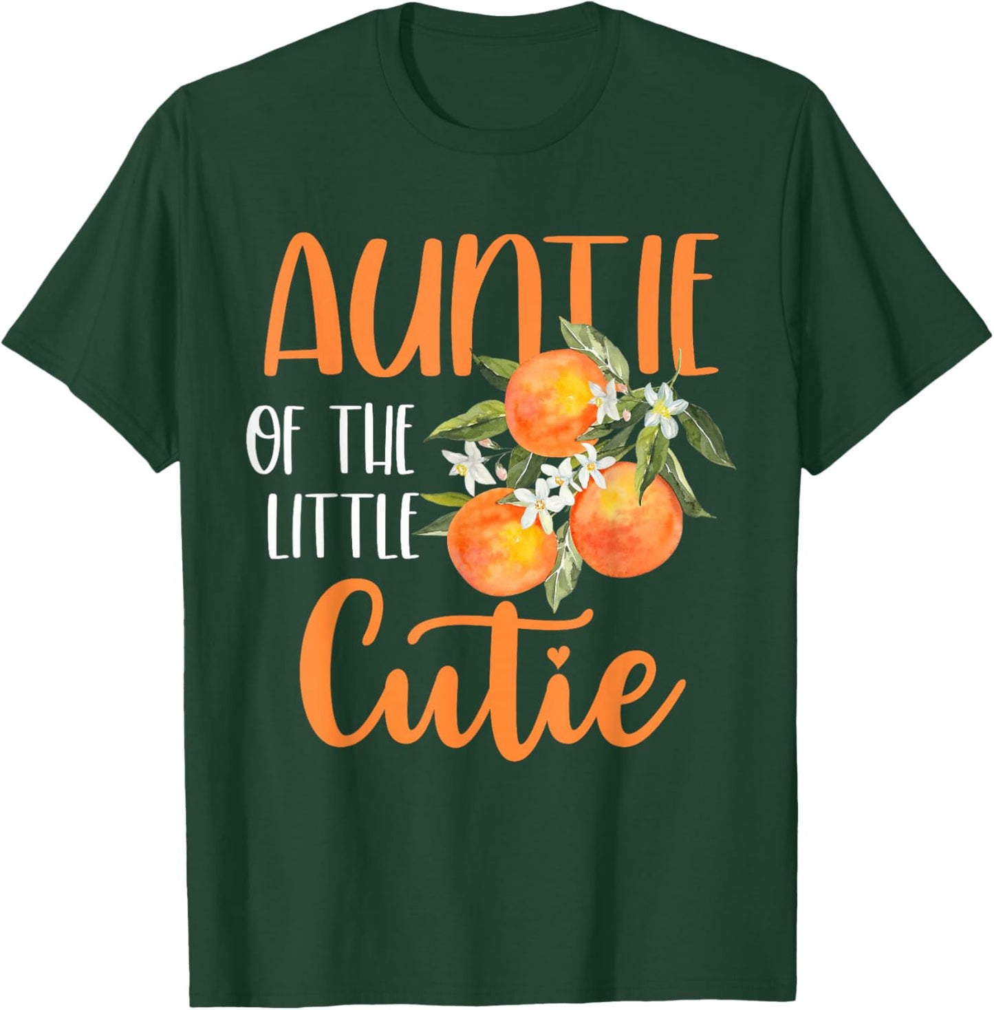 Auntie Little Cutie Baby Shower Orange 1st Birthday Party T-Shirt - T-Shirt | Forest