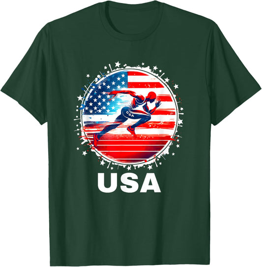 USA Team Track and Field Shirt Women Kids Track T-Shirt - T-Shirt | Forest