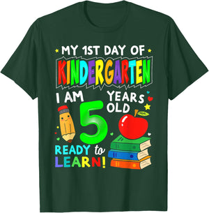 My First Day of Kindergarten Boy Girls First Day of Kinder T-Shirt - T-Shirt | Forest