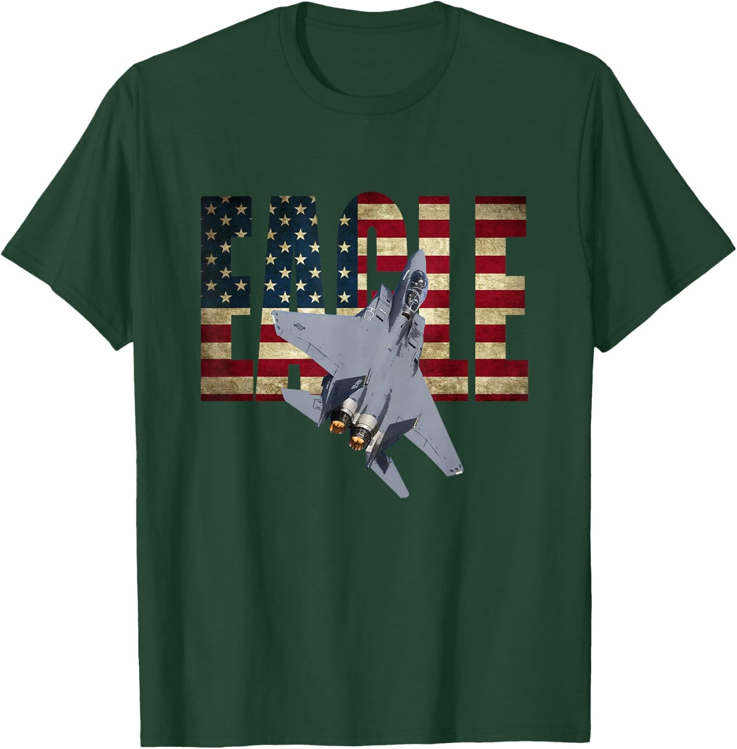 F-15 Eagle US American Flag T-Shirt - T-Shirt | Forest