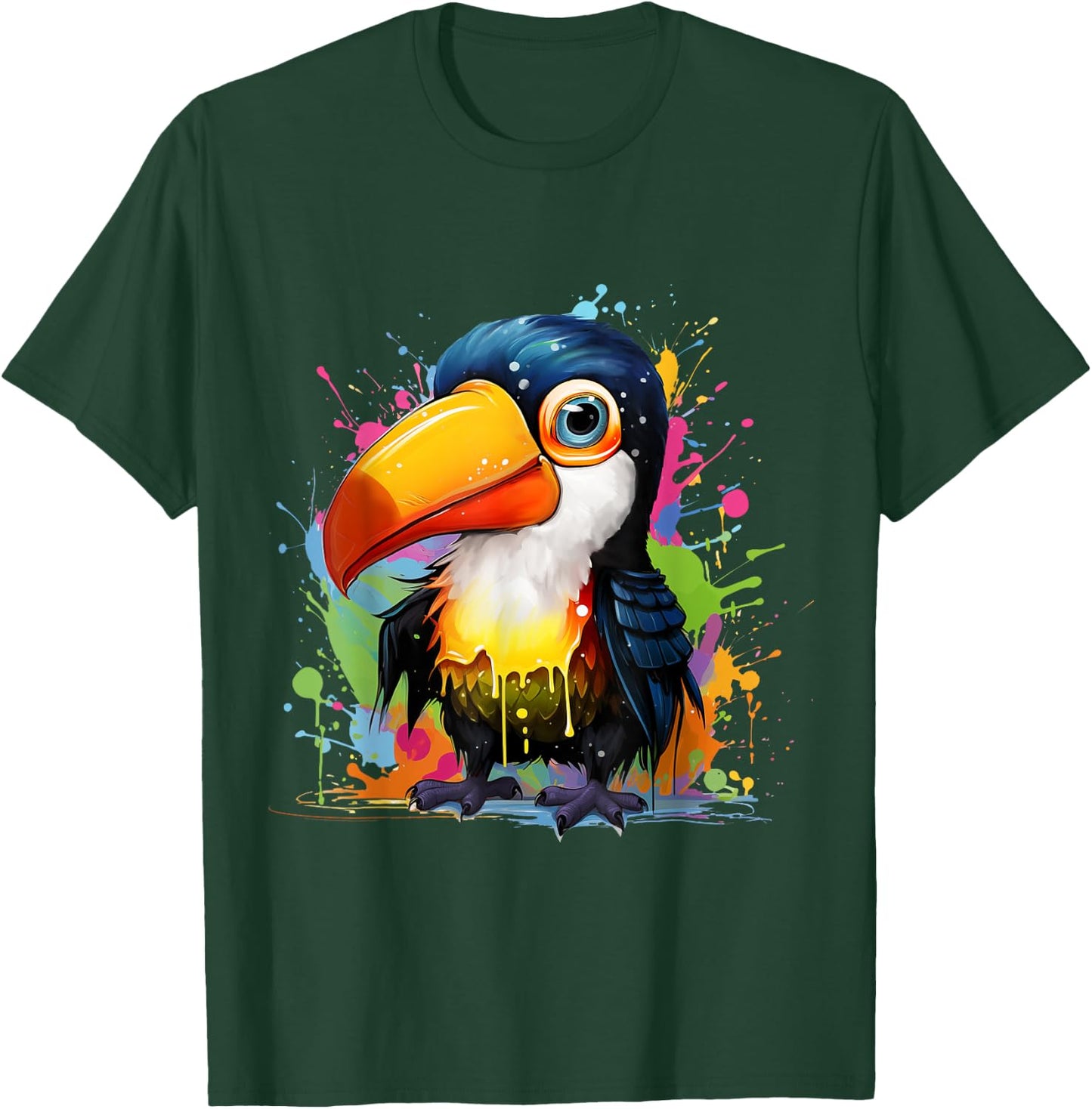 Small toucan with colorful splashes of paint T-Shirt - T-Shirt | Forest
