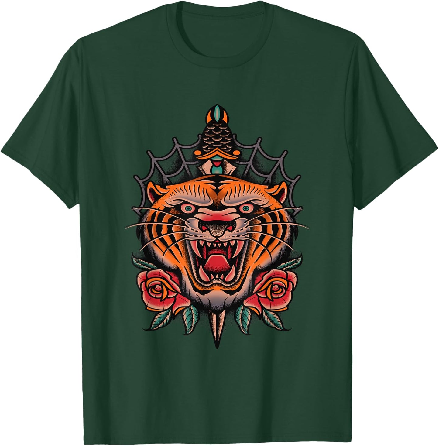 American Traditional Tiger Tattoo T-Shirt - T-Shirt | Forest
