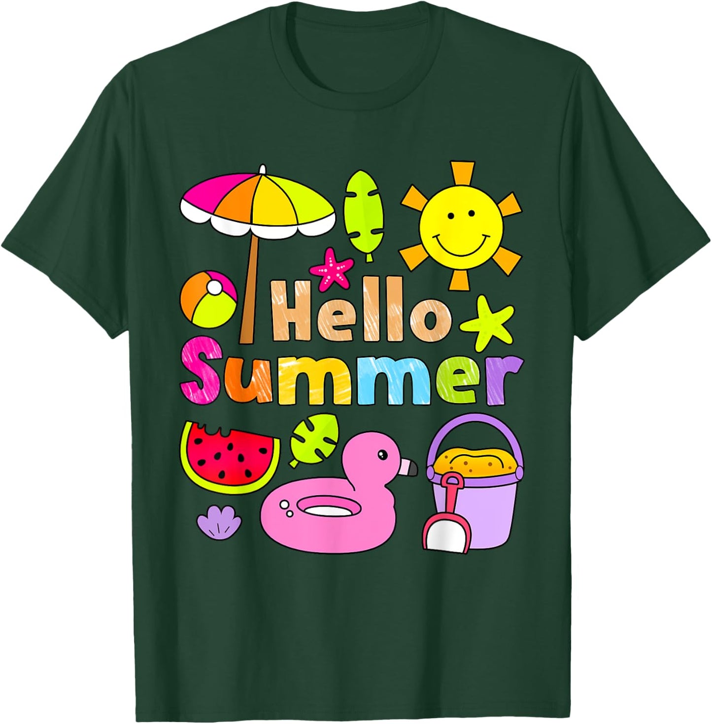 Hello Summer Happy Last Day School Summer Vacation Toddler T-Shirt - T-Shirt | Forest