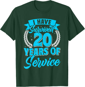 Anniversary Survived 20 Years of Service Employees T-Shirt - T-Shirt | Forest