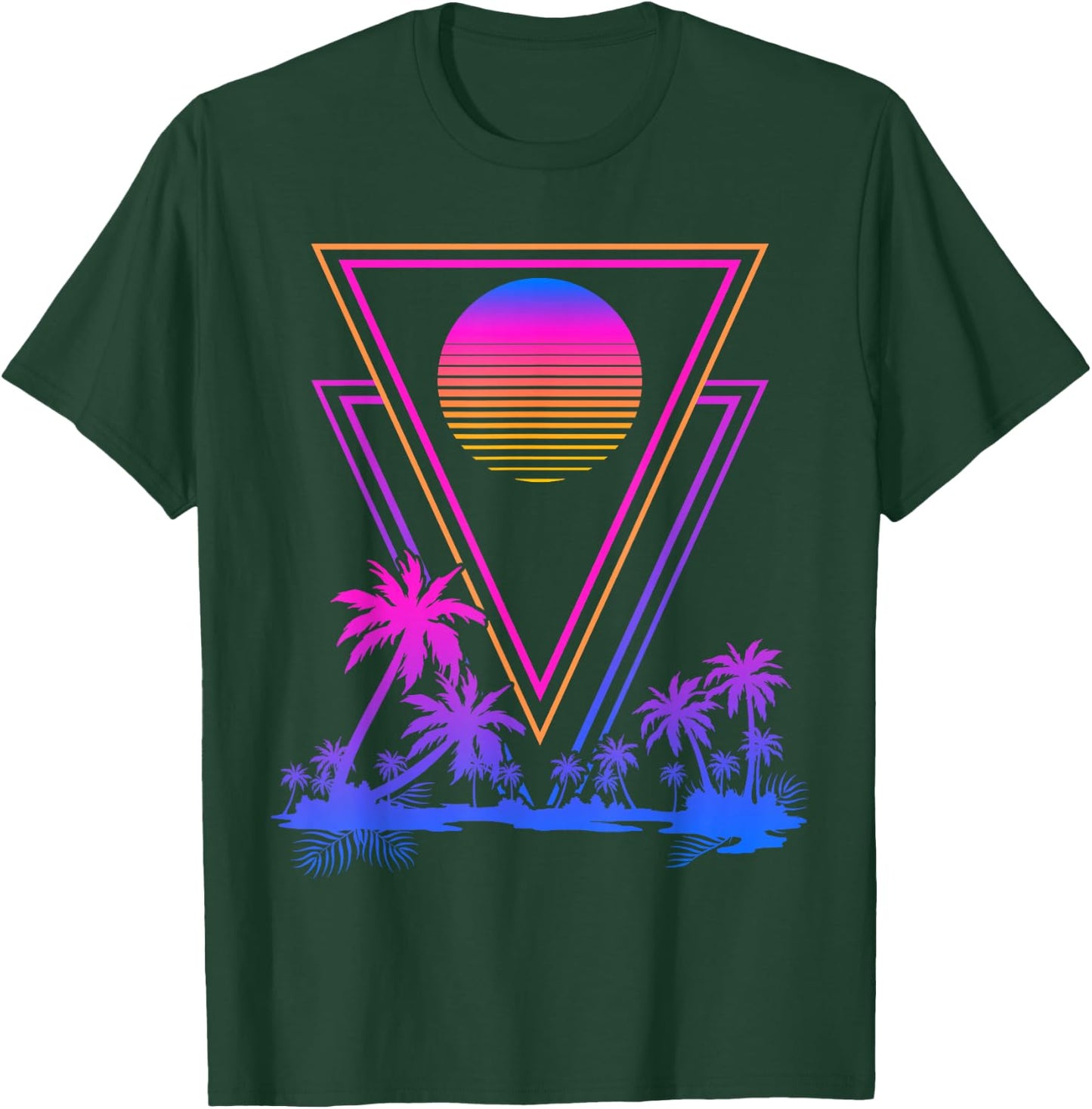 Retro Synthwave Aesthetic 1980s Palm Trees 90s Vaporwave T-Shirt - T-Shirt | Forest