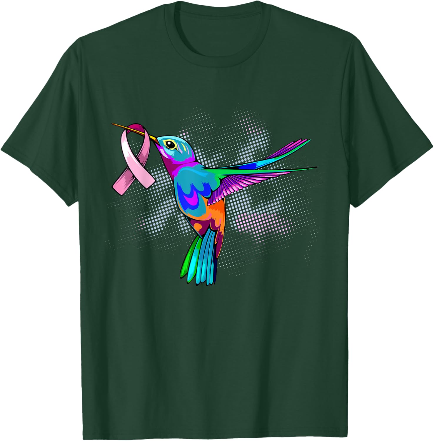 Hummingbird Breast Cancer Awareness Month Pink Ribbon T-Shirt - T-Shirt | Forest