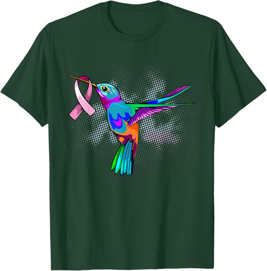 Hummingbird Breast Cancer Awareness Month Pink Ribbon T-Shirt - T-Shirt | Forest