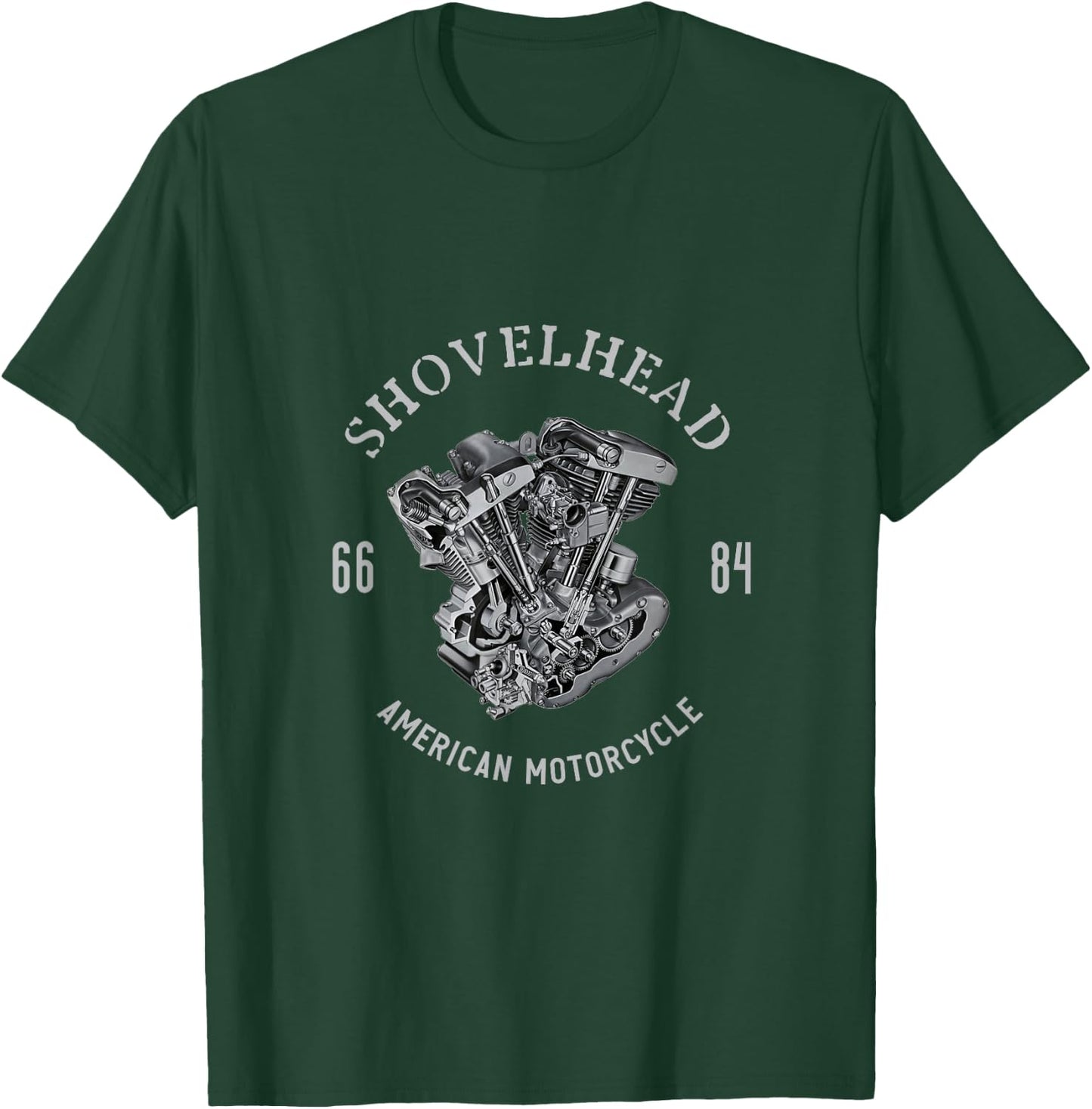 Old School HD Motorcycle VTwin ShovelHead Engine Retro Biker T-Shirt - T-Shirt | Forest