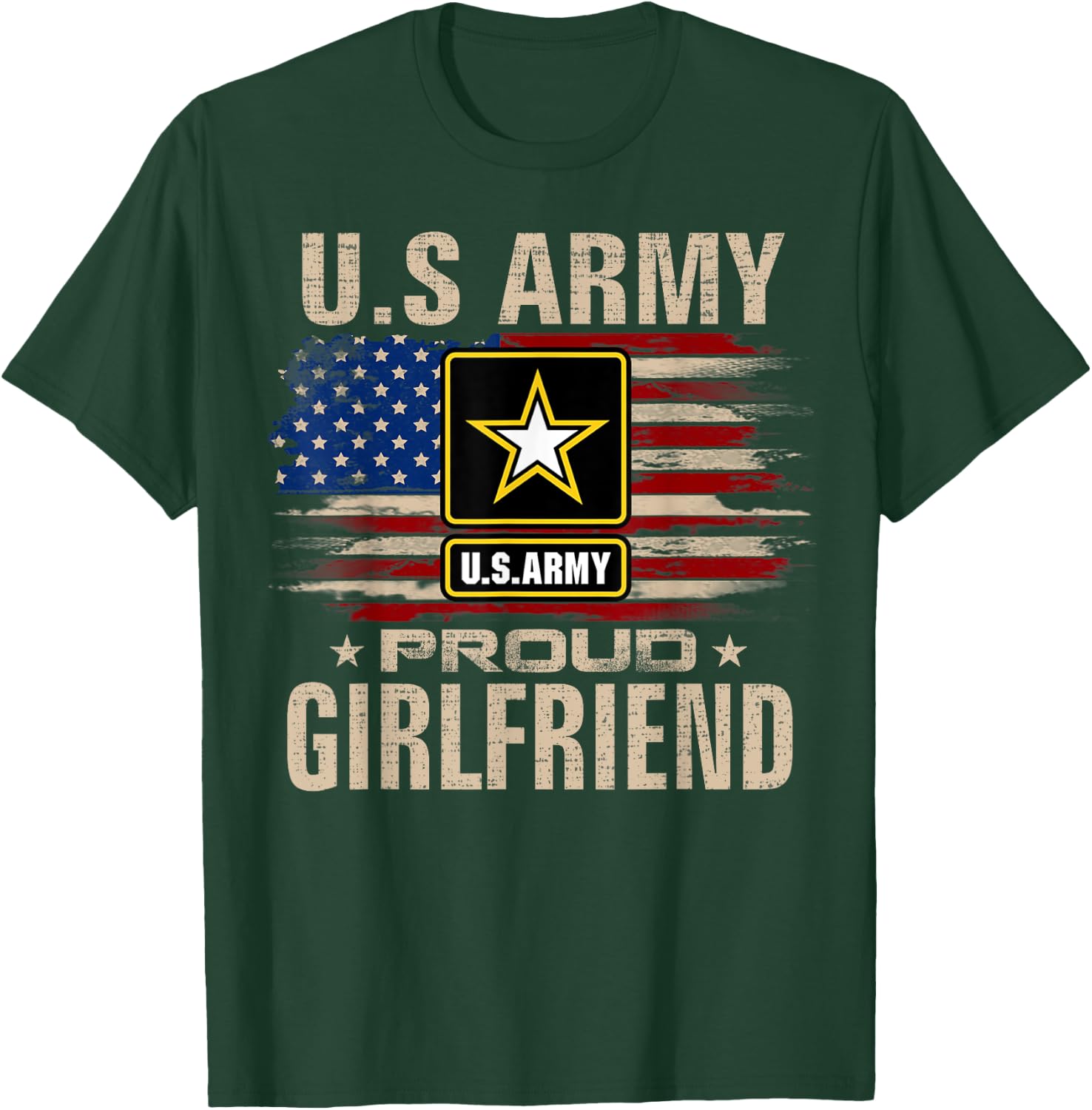 Vintage U.S Army Proud Girlfriend With American Flag T-Shirt - T-Shirt | Forest