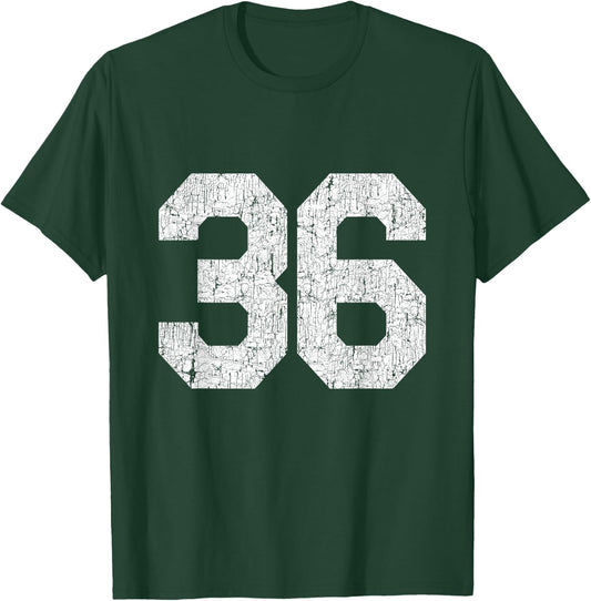 Jersey Uniform Number #36, 36th Birthday T-Shirt - T-Shirt | Forest