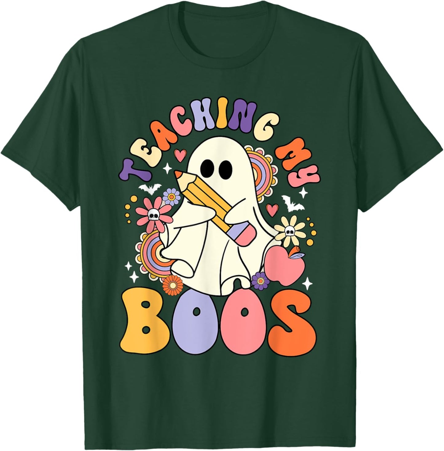 Teaching My Boos Trick Or Teach Cute Ghost Teacher Halloween Men Women Kids T-Shirt - T-Shirt | Forest