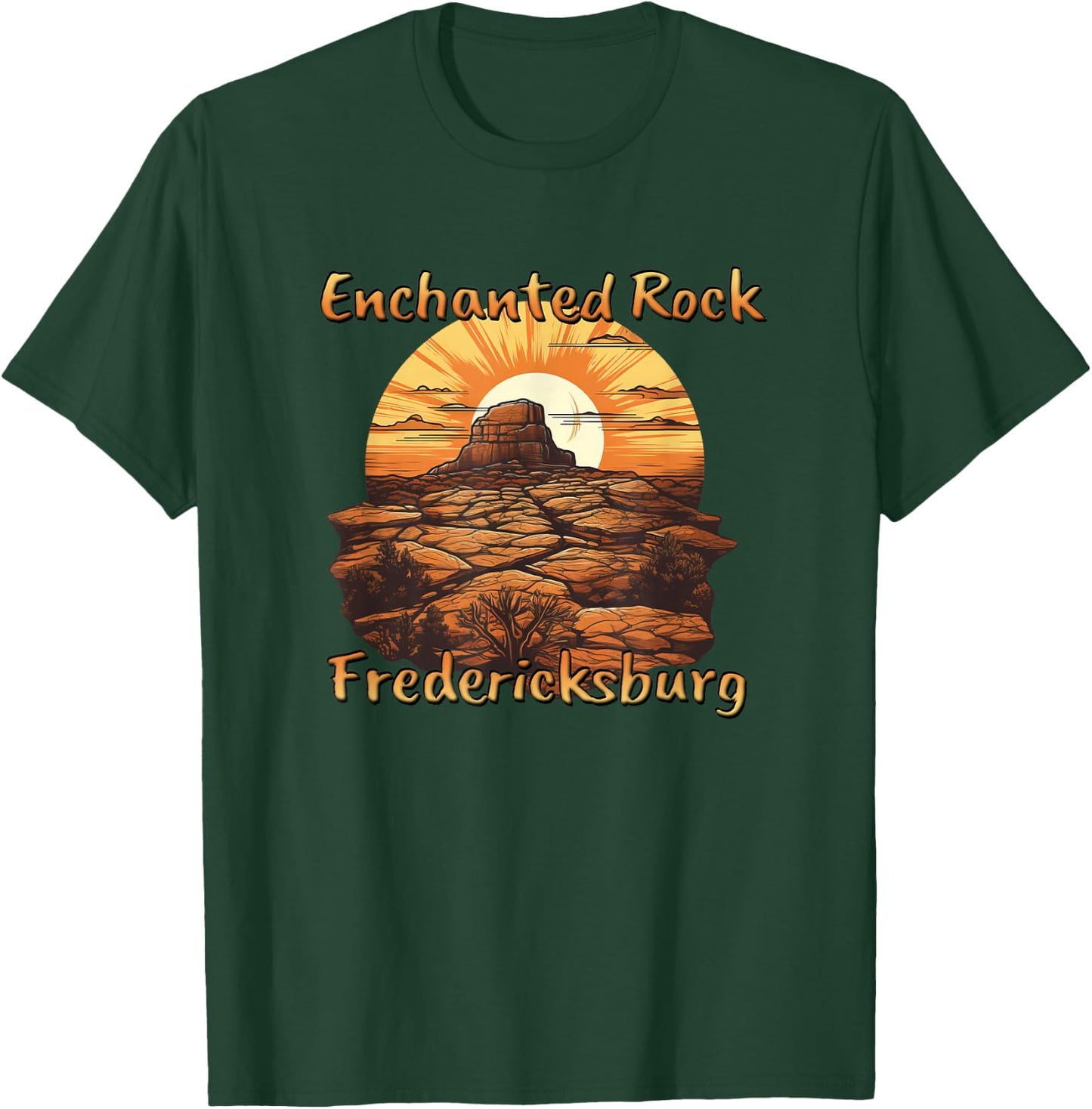 Enchanted Rock Fredericksburg Texas USA Sunset Design T-Shirt - T-Shirt | Forest