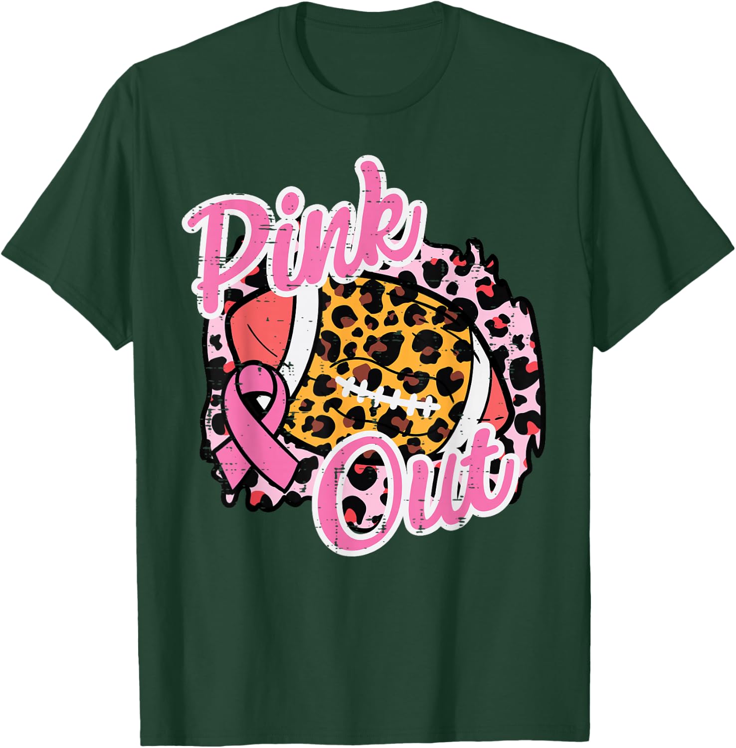 Breast Cancer Awareness Football Pink Out Women Girls Kids T-Shirt - T-Shirt | Forest