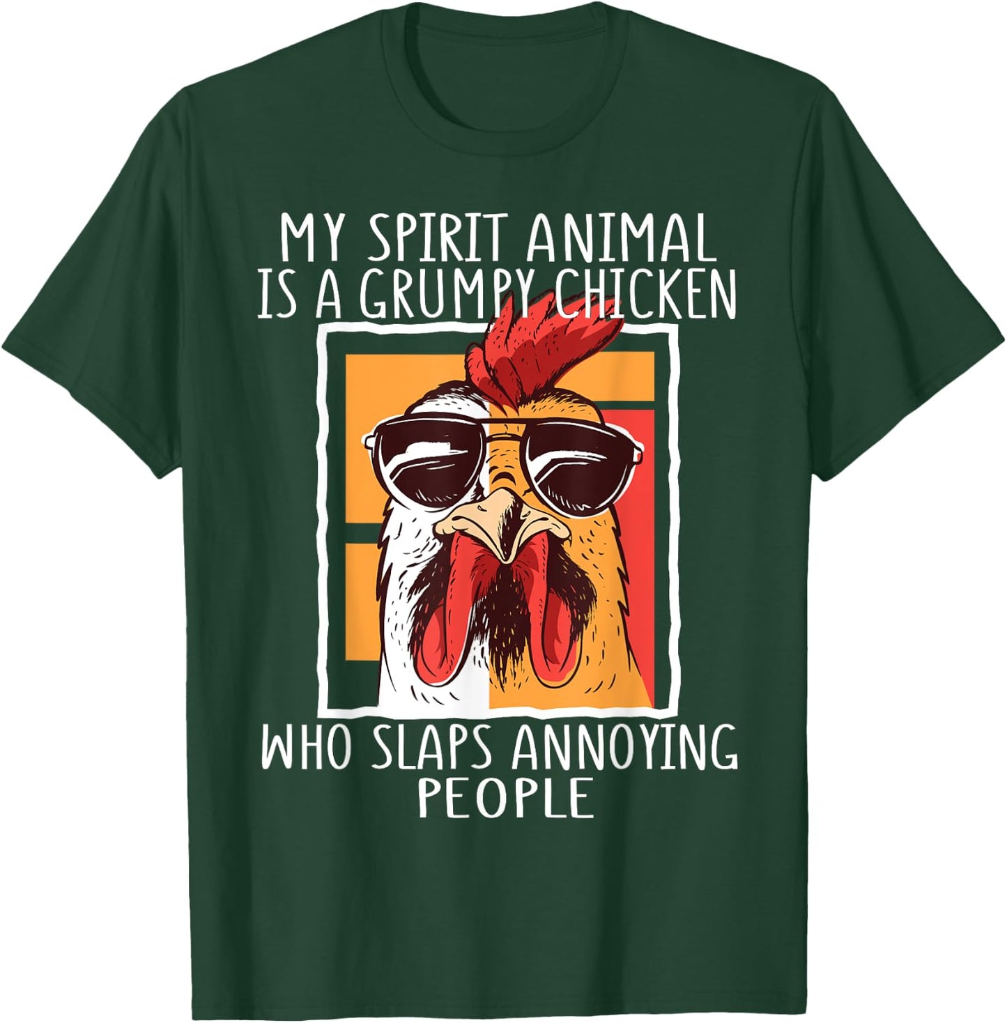 My Spirit Animal Is A Grumpy Chicken Funny Retro Vintage T-Shirt - T-Shirt | Forest