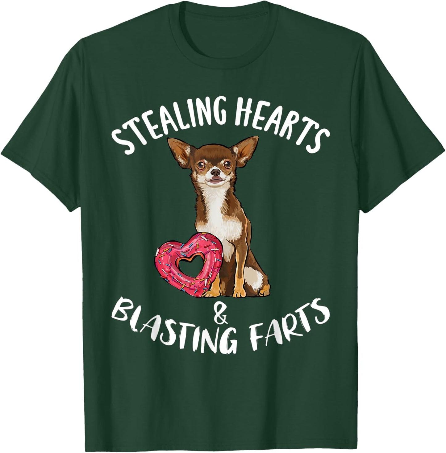 Stealing Heart Blasting Farts Brown Chihuahua Valentines Day T-Shirt - T-Shirt | Forest