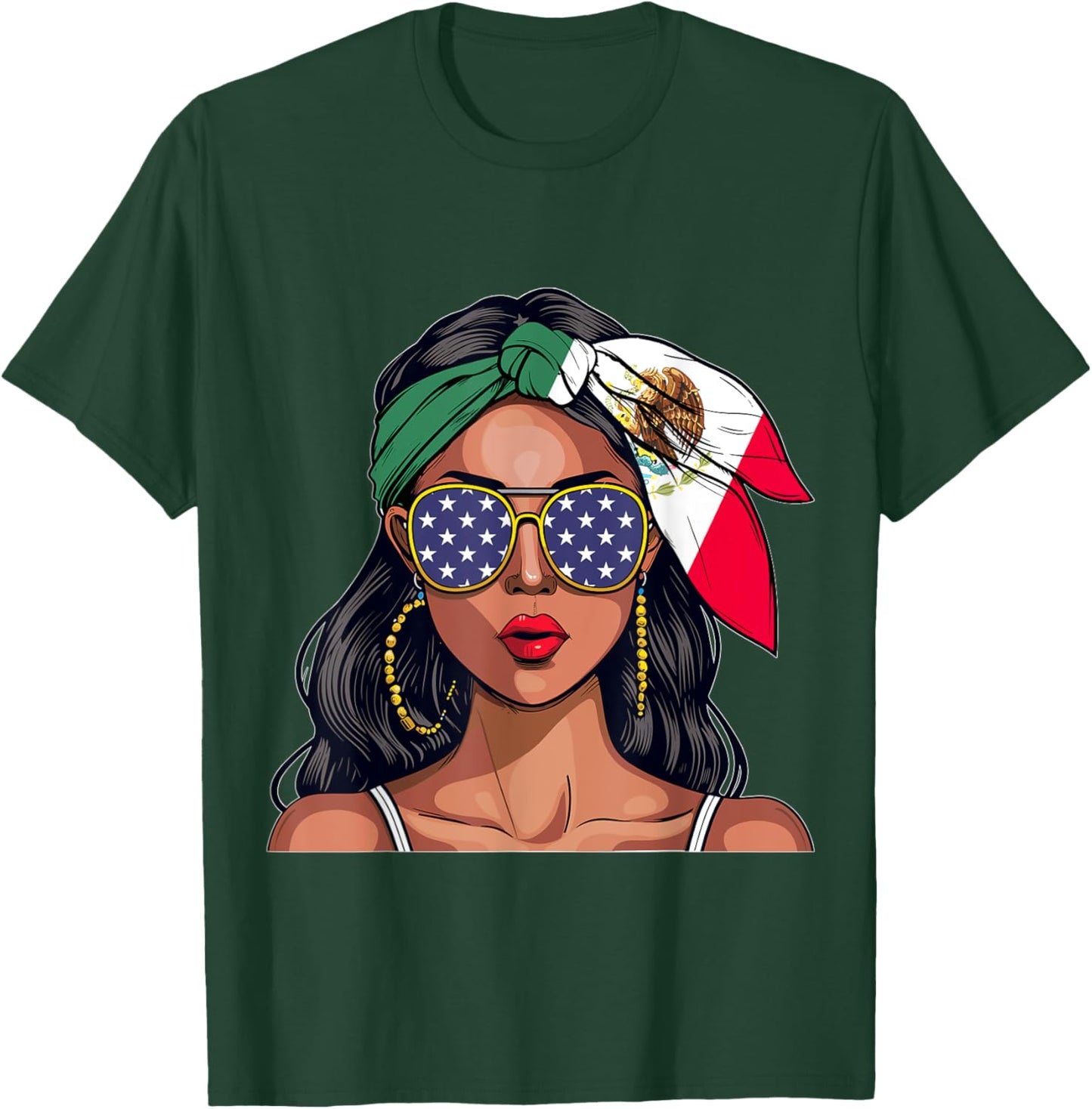 Mexican Souvenirs Products Woman Flag American Mexico T-Shirt - T-Shirt | Forest